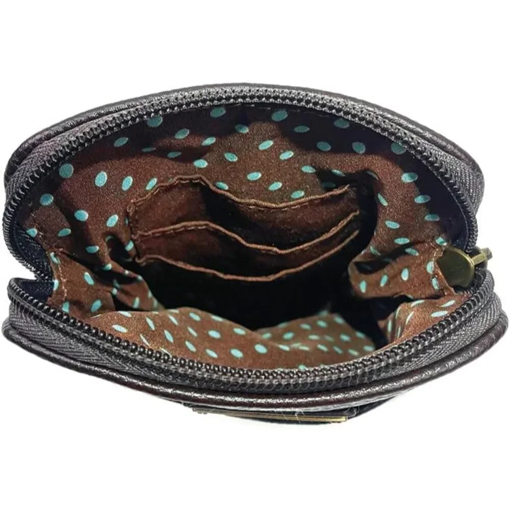 Chickadee Bird Faux Leather Crossbody Bag Womens Small Phone Pouch